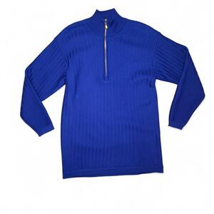 Classiques Petites XS Blue Half Zip Tunic Sweater 100% Extrafine Merino Wool